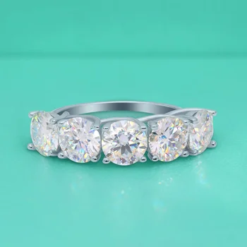 Group bague en argent regardé 925 pour hommes et femmes, moissanite, diamant, demi-nuclefraîchement, tendance, fête, bijoux fins, document D, 2.5-5 carats, 5 pièces