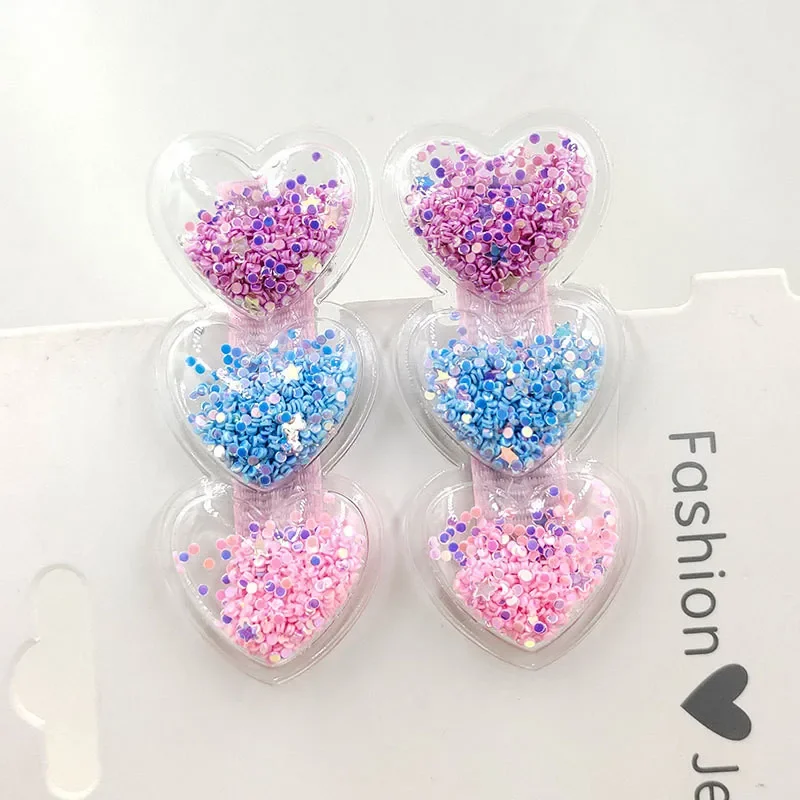 New Pet Lovely Heart Shape Hairpins Cat Dog Flowing Sand Hair Clips for Puppy Dogs Cat Yorkie Teddy Pet Hair Decor Pet Supplies