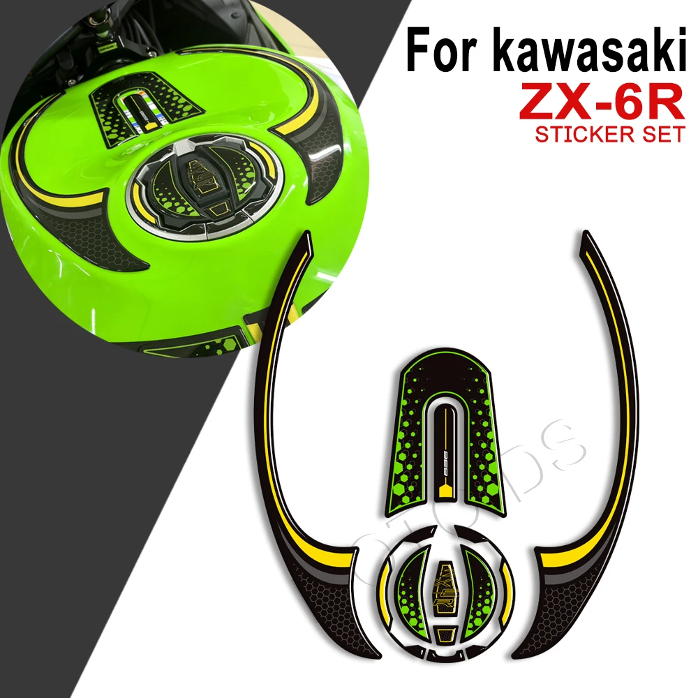 

For kawasaki Ninja ZX-6R ZX6R ZX 6R Tank Pad Sticker Fuel Tank Cap Scratch Resistant Fairing Front Fender 3D Resin Stickers