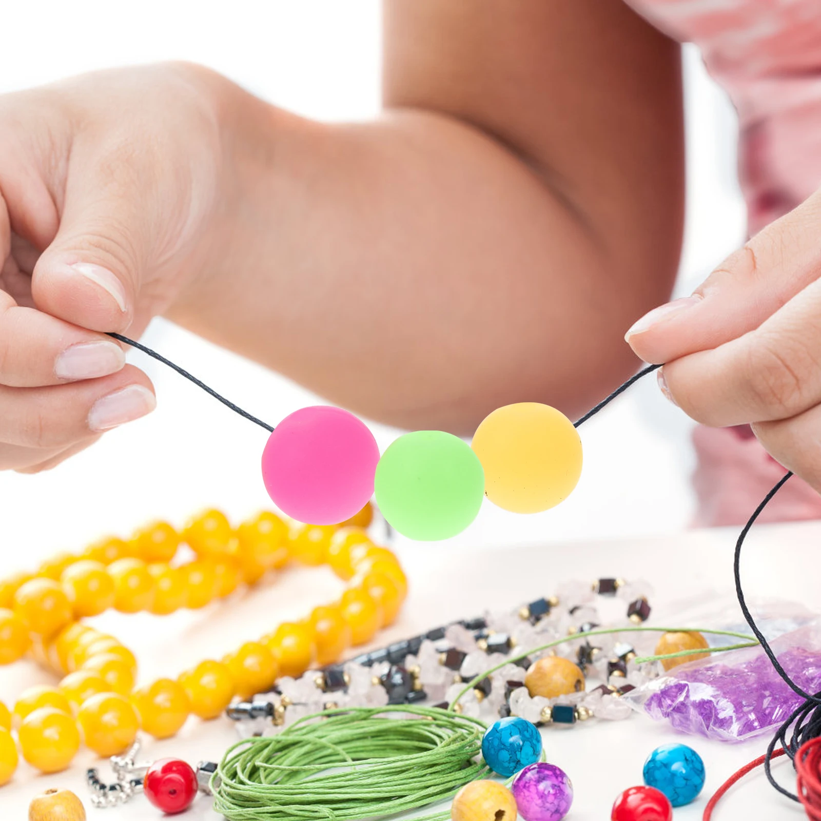 

80 Pcs Jewelry Luminous Beaded Bracelet Silicone Spacers Beads for Keychain Making Hoop