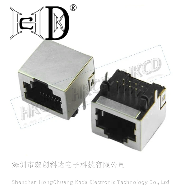 5pcs RJ45 Network Interface Socket Mother Plug 8P8C With Light Transformer Shield 180 Degree 90 Degree Full Wrap PCB Connector