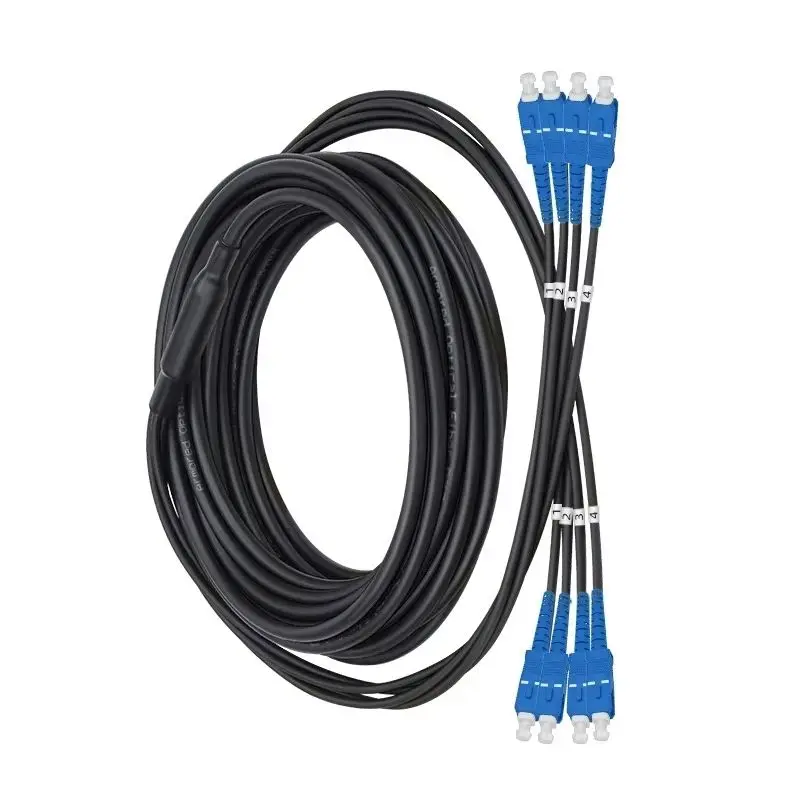 fiber patchcord armored TPU 4 cores 150m200m250m300m LSZH 4C LC SC FC ST APC SM ratproof jumper optical fiber extender outdoor