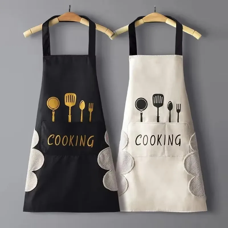 New Waterproof Oilproof Apron Kitchen Household Cooking Baking Apron for Men Women Lightweight and Durable with Hand Wiping