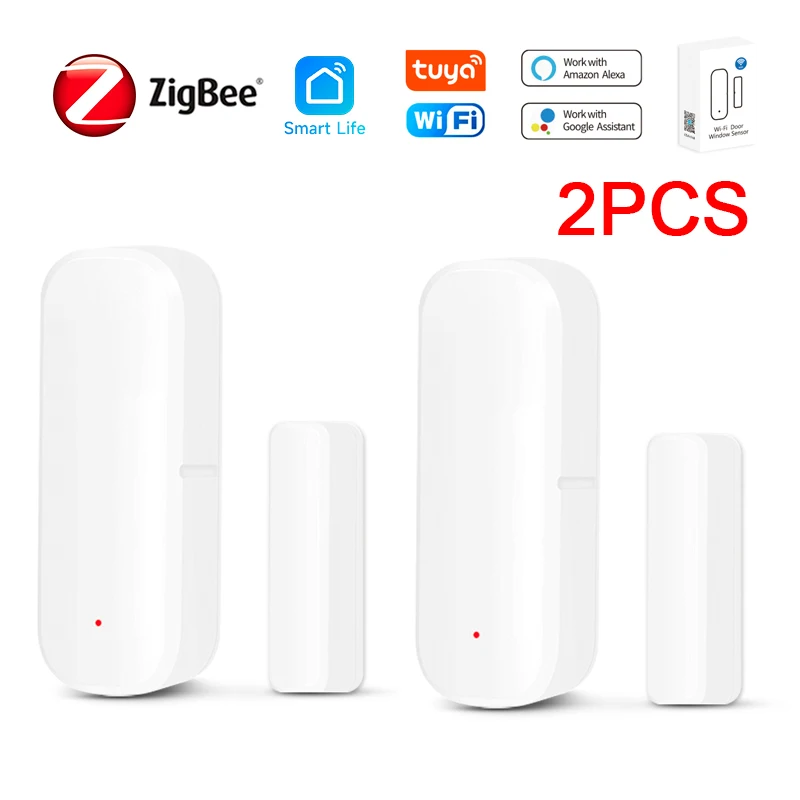 

Tuya WiFi ZigBee Door Window Security-Protection Door Open / Closed Sensor Smart Life Detector Control Via Alexa Google Home