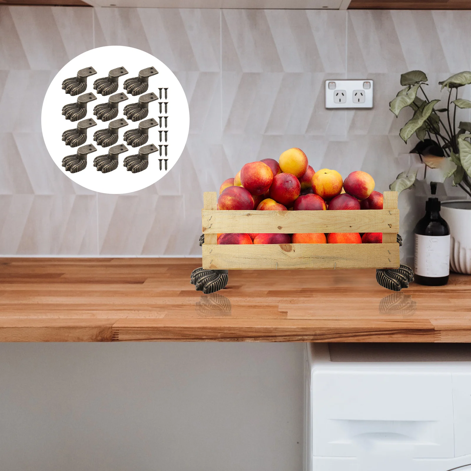 

12Pcs Zine-Alloy Foot Base Wooden Case Foot Protectors Heavy-Duty Non-Slip Furniture Padding Block for Bed Sofa Chair Home Use