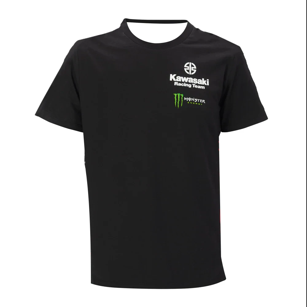 

Мужская футболка Kawasaki с коротким рукавом, мотоциклетная дорожка, эксклюзивный стиль, черный и неоново-зеленый гоночный принт, повседневная модная одежда на каждый день