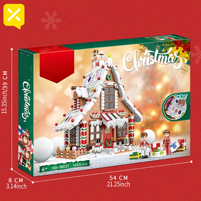 City Street Christmas House House Building Blocks Set Music Box Castle Train Santa Claus Tree Bricks Toys Boys Kids Xmas Gifts