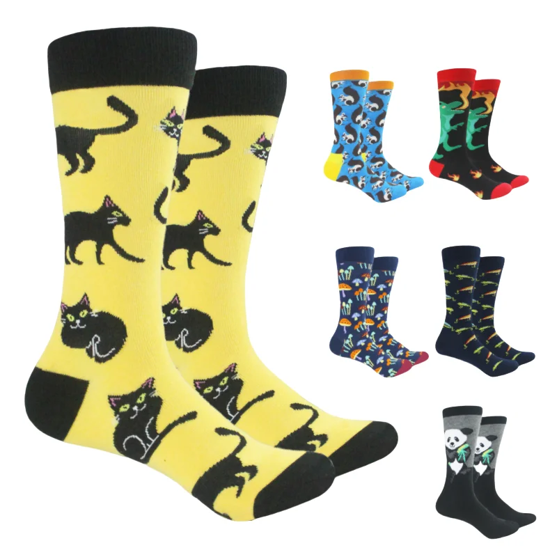 1 Pair Animal Funny Socks Men Divertidos Aliens Dinosaur Pug Panda Flamingo Cactus Sokken Unisex Novelty Skateboard Crazy Meias