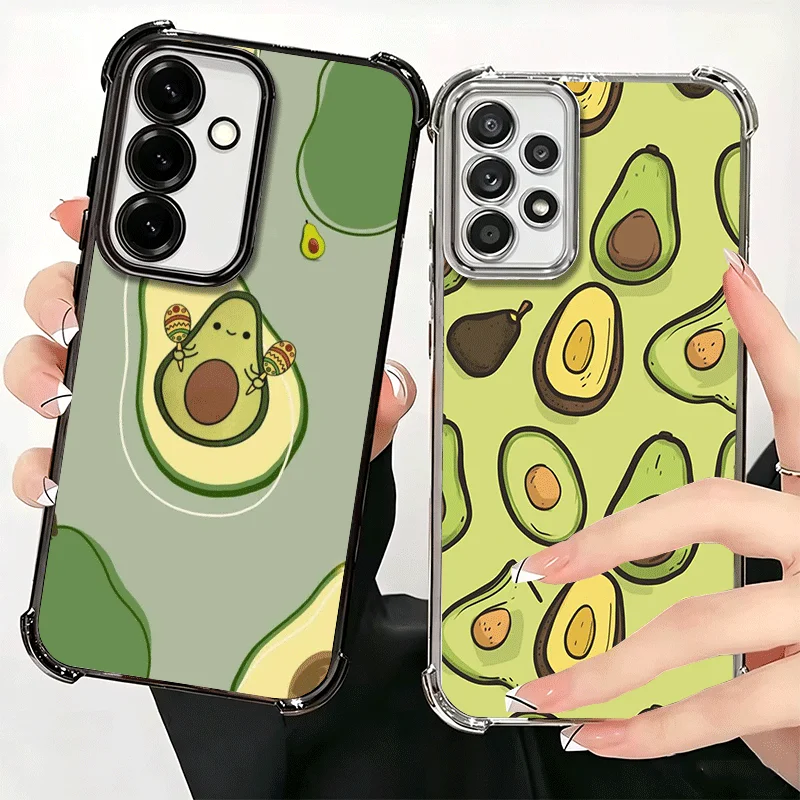 Cartoon Cute Avocado Plating Phone Case For Samsung A17 A57 A27 A37 A16 A56 A26 A36 A15 A55 A25 A35 A14 A54 A24 A34 A13 A53 A23