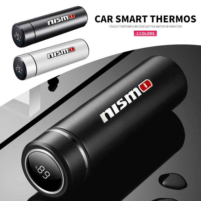 Car Thermos Cup Tea Coffee Vacuum Flask Temperature Display Smart Water Bottle For Nismo Nissan Tiida Teana Skyline Juke X-trail