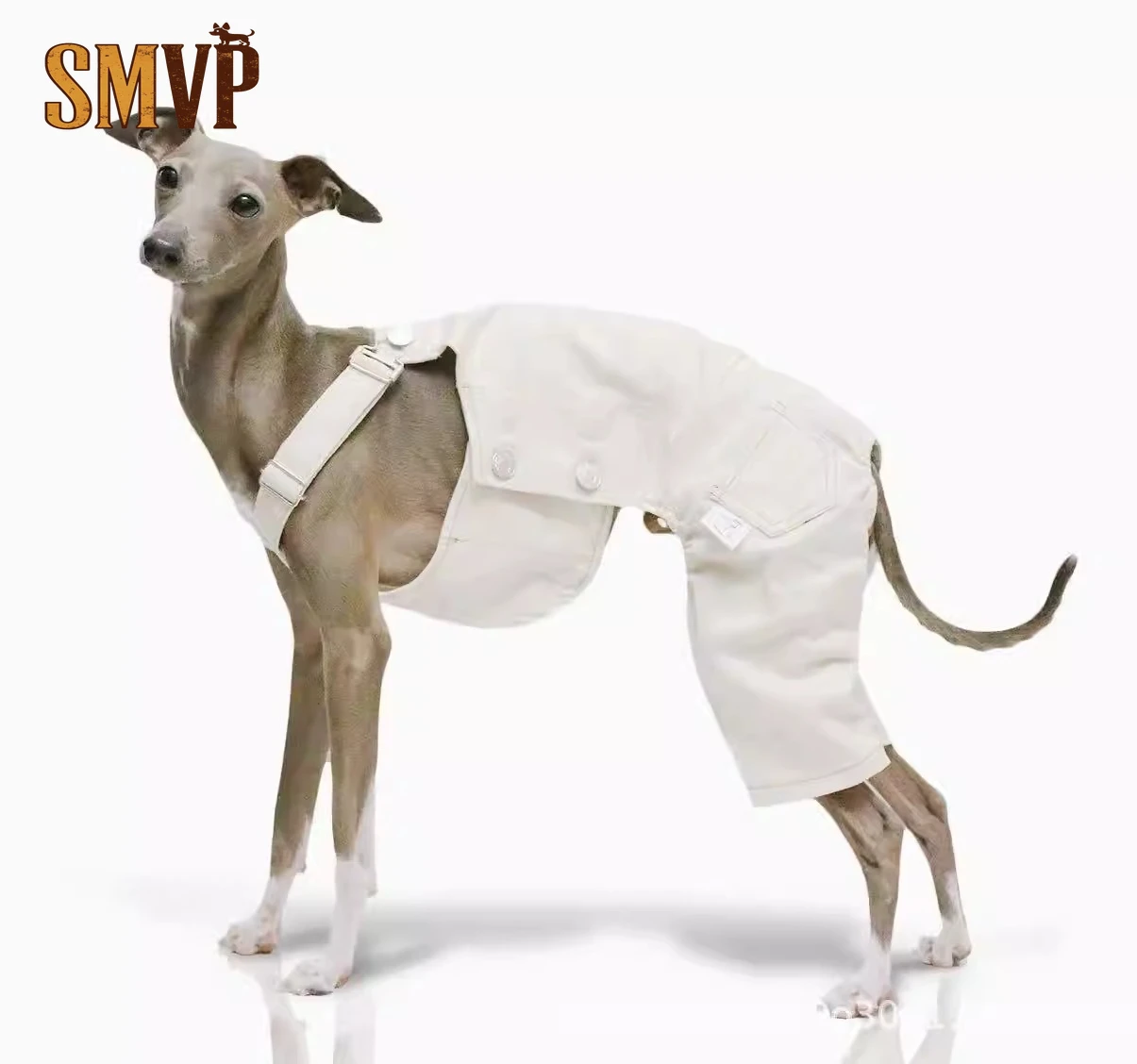 

Spring and Summer Thin White Overalls Adjustable Handsome Casual British Style Medium Big Dog Can Wear Clothes