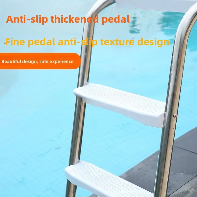 Swimming pool double-sided escalator pool special handrail ladder 304 stainless steel anti-skid pedal bracket