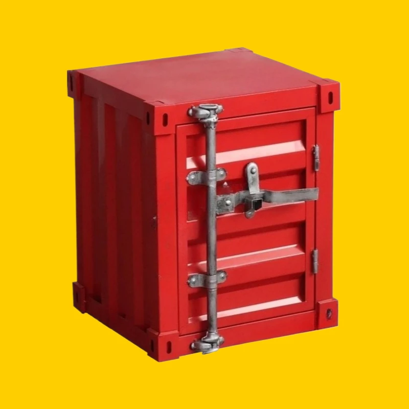 

Industrial Style Metal Container Storage Cabinet for Bedroom Coffee Shop Bedside Table with Window Decor Exhibit Furniture