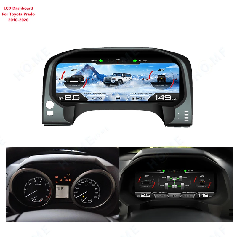 

Hioume Car Digital Dashboard Panel Virtual Instrument Cluster Cockpit IPS LCD Speedometer USB for Land Cruiser Prado