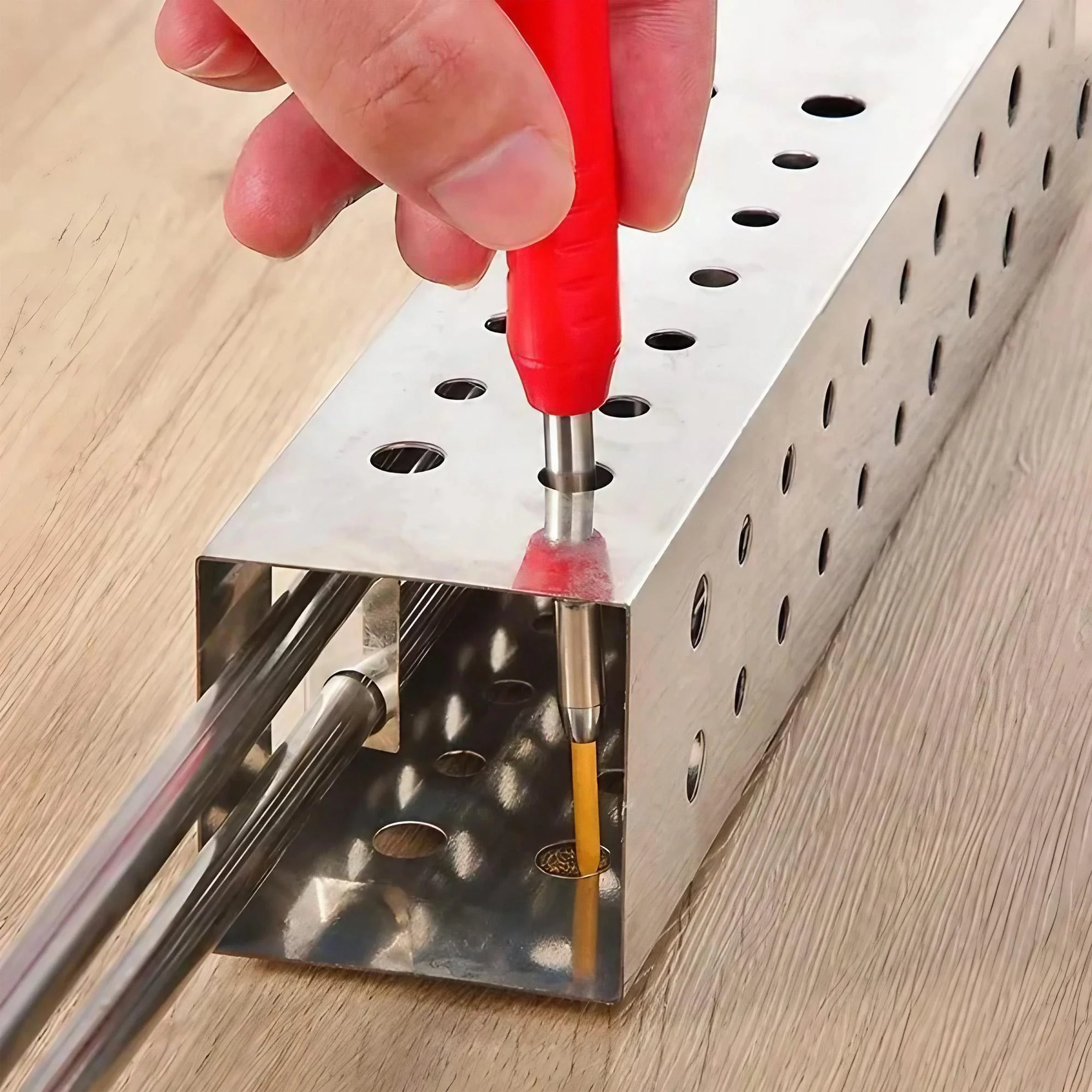 Carpenter Pencil Deep Hole Marker With Built-in Sharpener System Mechanical Scriber Woodworking Tool Durable Metal Construction Professional Architect Construction Marking Instrument Multi-Surface Versatile Carpenter Tool For Workshop Job Site Use