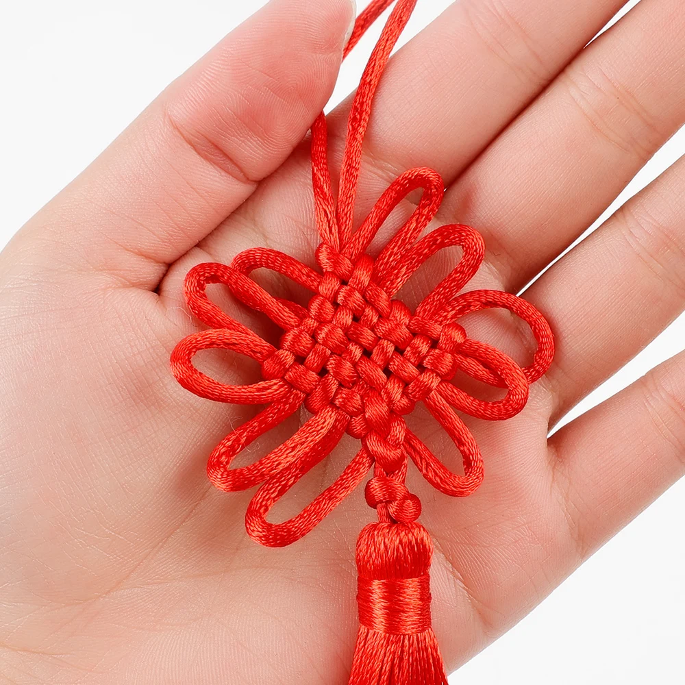 Colgante de borlas rojas con nudo chino pequeño para decoración, amuletos de la suerte, adornos tradicionales para Festival de Año Nuevo, regalos, 1/12 piezas, 2024