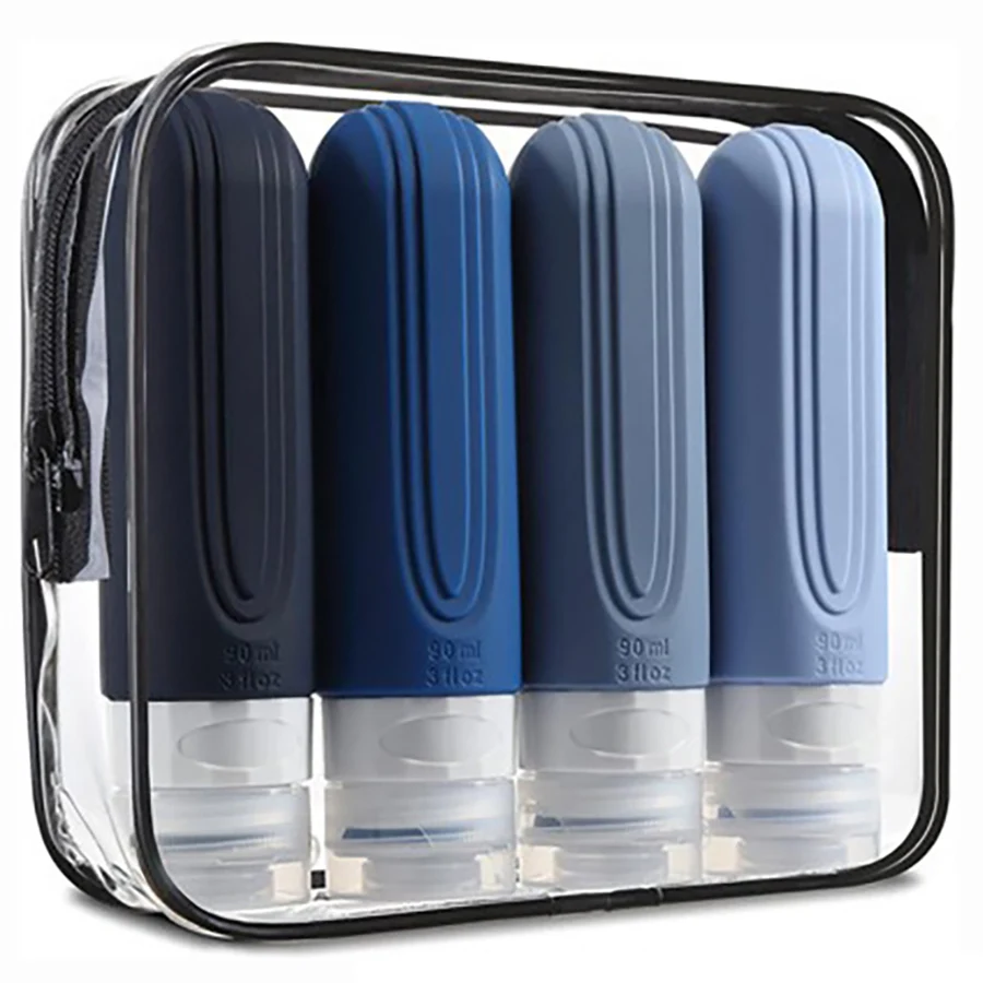 

90ml/Set Silicone Travel Cosmetics Bottles Empty Squeeze Containers Leakproof Refillable Bottle For Shampoo Conditioner Lotion