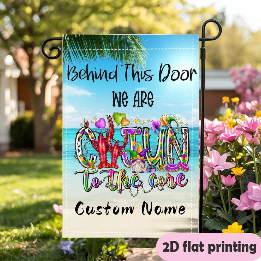 Garden Flag Custom Name Cajun Themed Beach Flag With A Red Crawfish And Colorful Lettering Durable Polyester