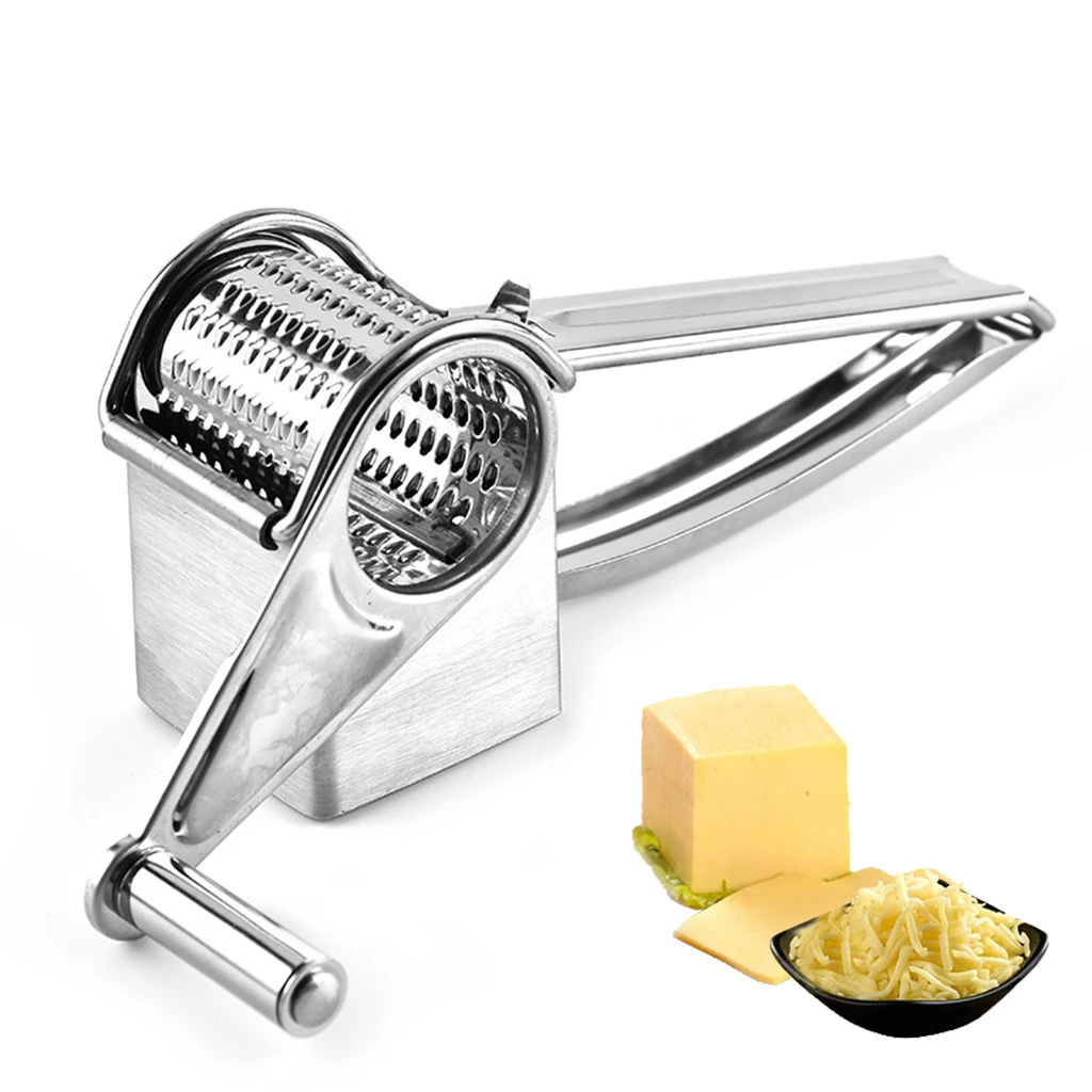 

1pc Hand-Cranked Cheese Grater Multi-Functional Vegetable Chocolate Carrot Stainless Steel Rotary Ginger Slicer Kitchen Gadgets