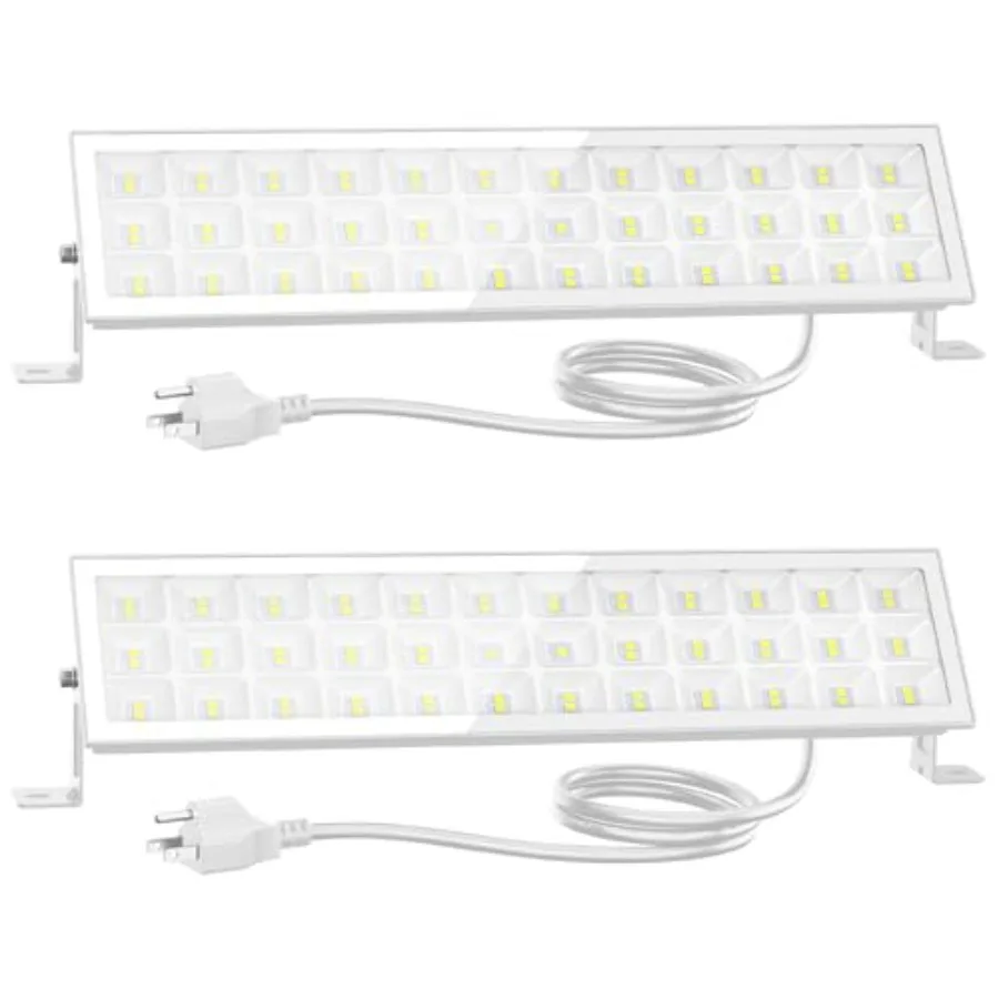 LED Shop Lights for Workshop, 90W 10000lm LED Work Lights for Garage, 6500K Daylight White Ultra Bright Plug in Outdoor Light,