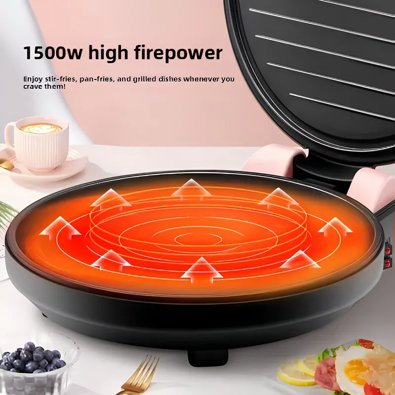 Electric Stainless Steel Pancake Maker Double Sided Heating Deep Cake Pan Household Appliance Non Stick Baking Tool 8 Year