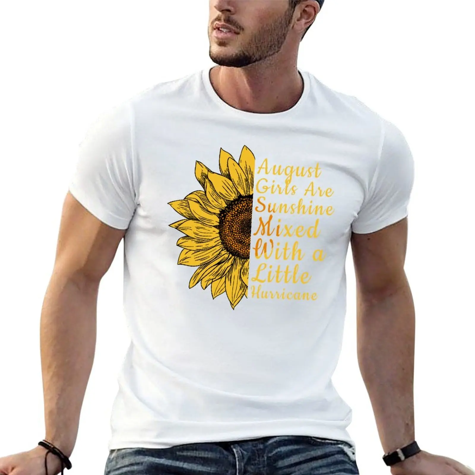 Born In August Sunflower Sunshine Hurricane Birthday Gift Idea For Women T-Shirt