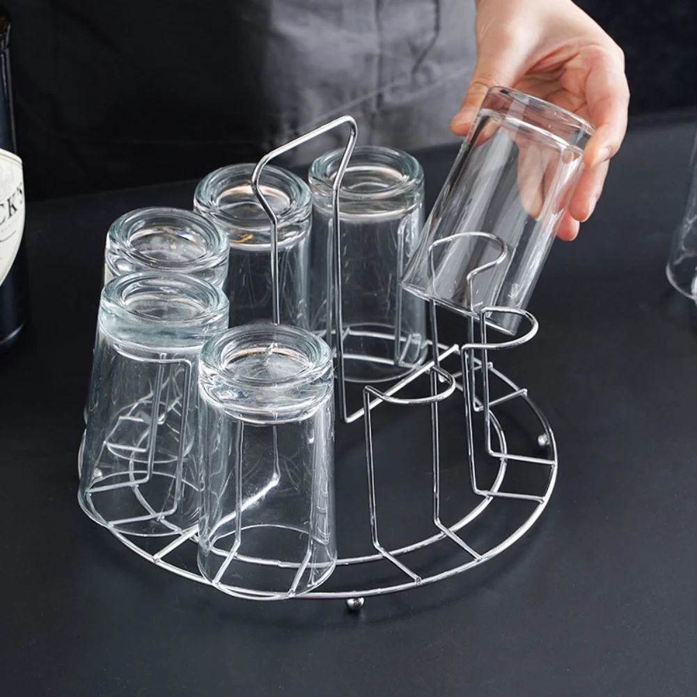 Household Cup Rack Six-position Eight-position Stainless Steel Drain Cup Rack Glass Cup Storage Upside Down Rack For Kitchen Bar