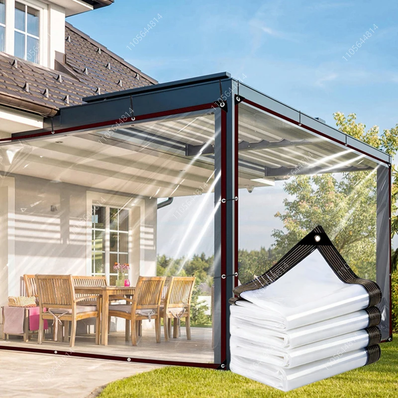 Clear PE Waterproof Transparent Tarpaulin Windproof Pergola Side Cover Curtain For Patio Garden