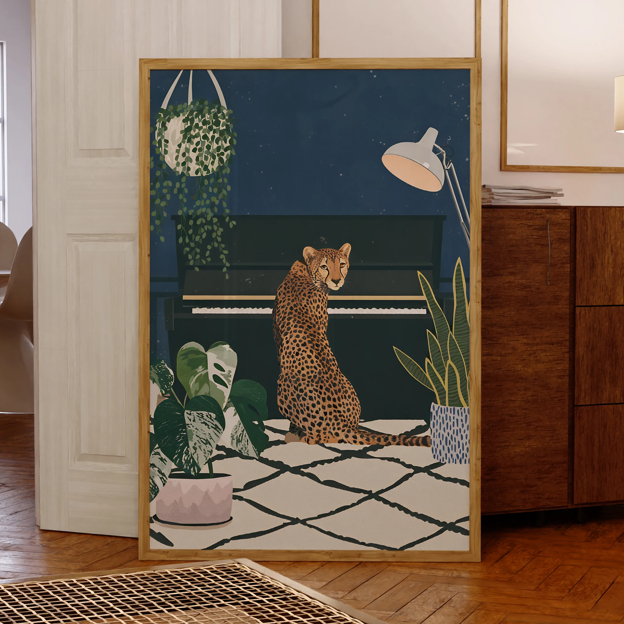 Moderne Abstraktion Gepard Spielen Klavier Wand Kunst Druckgrafik Leinwand Malerei Poster Bilder Wohnzimmer Wasserdichte Home Deco