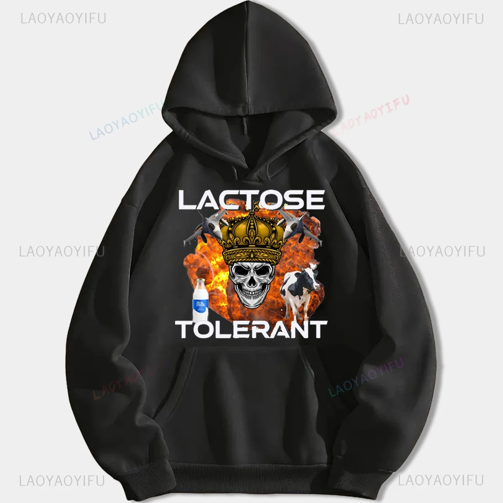 Lactose Tolerant Milk Made Me See The Bones Printed Pullovers Fashion Casual Streetwear Hip-hop Hipster Winter Hot Sale Hoodie