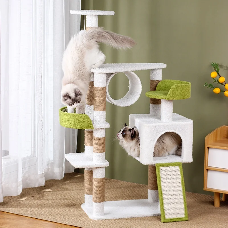 Wholesale Wooden Cat Furniture Scratching Sisal Multi Layer Cat Climbing  Cando Tower for Big Cats