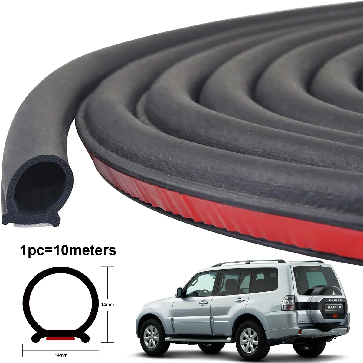 Rubber Car Door Edge Trunk Sound Proof Noise Seal Strip For Mitsubishi Pajero Montero Shogun L040 V20 V60 V80 GLS Sport 1 2 3 4