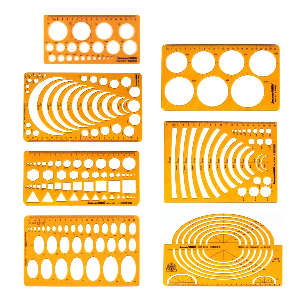 K Resin Circular Ruler Arc Elliptical Drafting Template Measuring Design Tool for Artists And Drafters