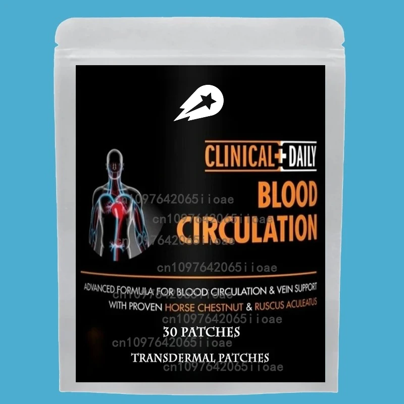 

30 Patches Blood Circulation Support Transdermal Patches with Hawthorn, L-Arginine for Healthy Blood Flow, Arteries & Veins