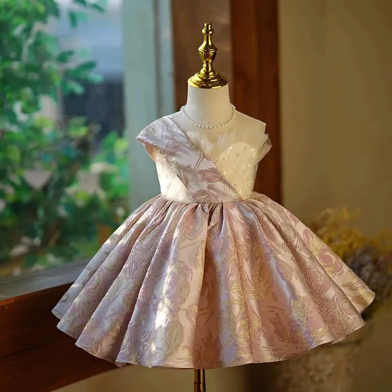 

Kids Birthday Party Princess Dresses Wedding Flower Girls Cute Short Dress Costumes New Year Gala Fashion Children Ball Gowns