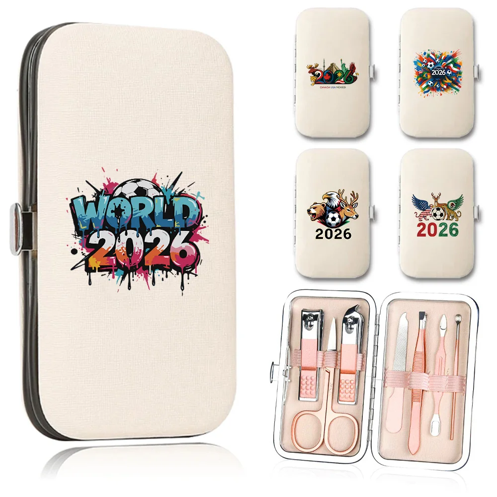 7Pcs Stainless Nail Clipper Manicure Set Portable Stainless Steel Pedicure Grooming Kit With Storage Case World 2026 Pattern
