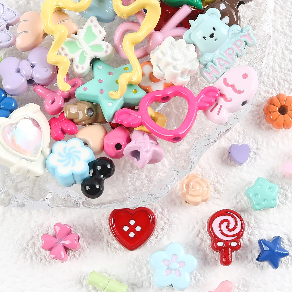 

49 Style All kinds of shapes FlowerBeads Baked Paint Alloy Loose Spacer Beads For Jewelry Making DIY Accessories