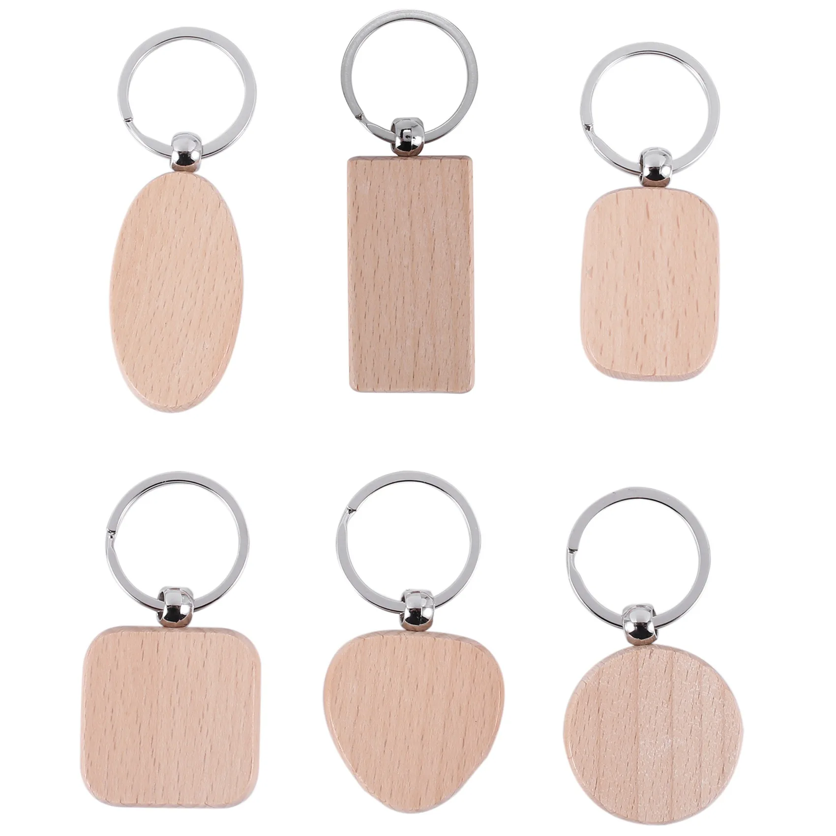 LLavero de madera en blanco para manualidades, etiqueta de llave de madera antipérdida, accesorios de regalo, 60 unidades