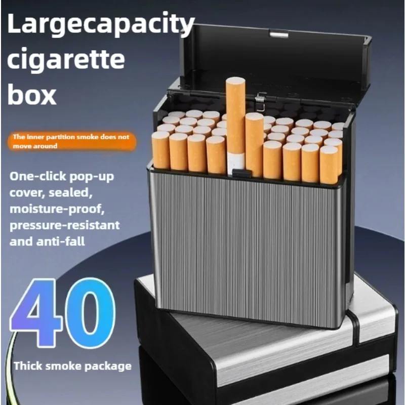 New portable large capacity 40 pack cigarette boxpressure resistant,anti drop,moisture-proof,automatic flip sealed cigarette box