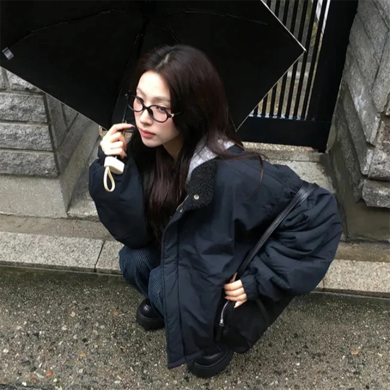 Eenvoudige opstaande kraag, verdikte warme jas, veelzijdig commuter-ritsjack, herfst/winter 2025