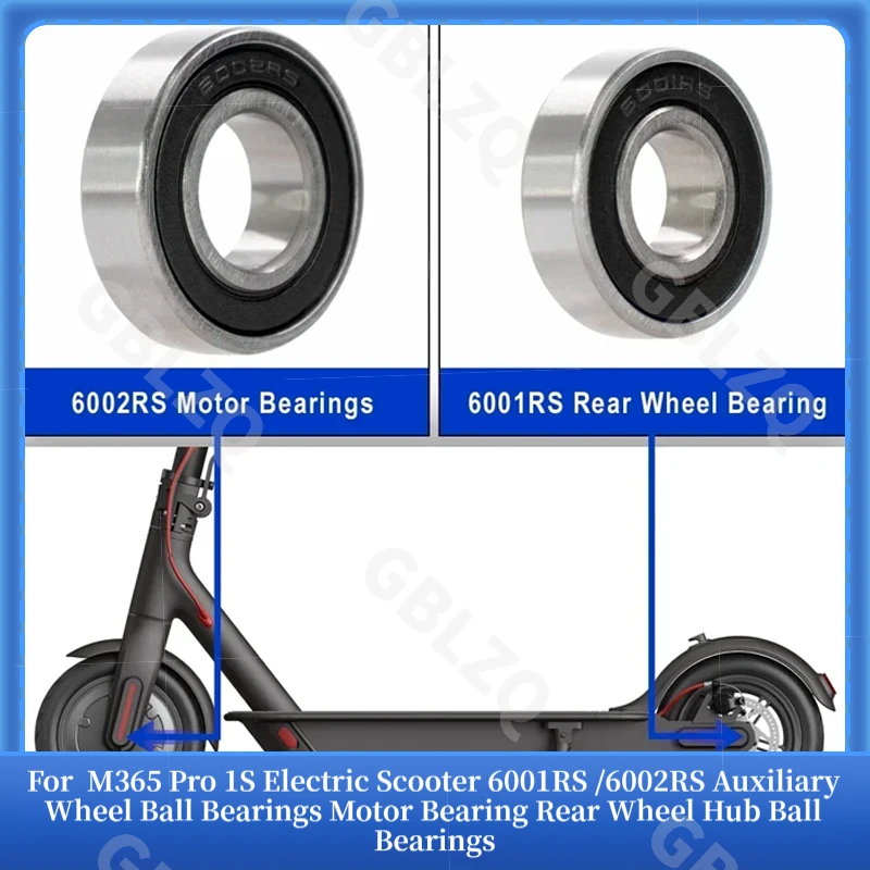 

For Xiaomi M365 Pro 1S Electric Scooter 6001RS /6002RS Auxiliary Wheel Ball Bearings Motor Bearing Rear Wheel Hub Ball Bearings
