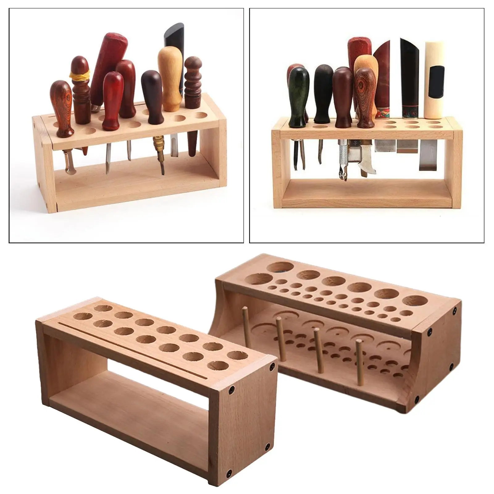 Wood Leather Crafts Tool Storage Rack Shelf Woodworking Tool Organizer Holder Stand Painting Brush Tools Storage Organizer