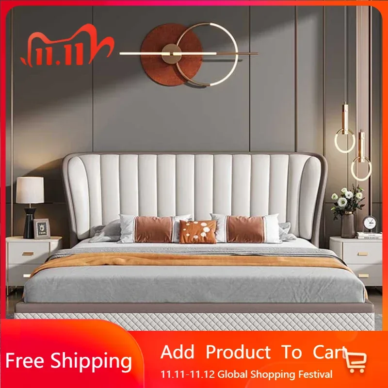 

Replica Aesthetic Double Bed Frame Wood High End King Size Frame Bed Girl Wood Master Simple Postmodern Muebles Trendy Furniture