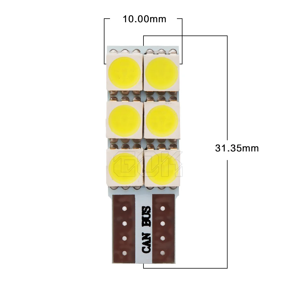 2-10P T10 W5w Led Canbus Error Free Bulb Turn Wedge Interior Light T10 6SMD 5050 Led Car Side Signal Lamp Bulb License Plates