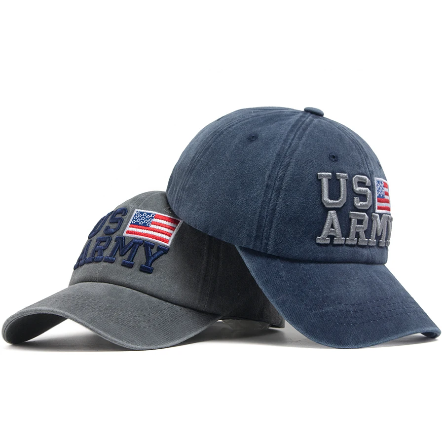 New US Flag Embroidery Baseball Caps Vintage Washed Cotton Dad Hat Summer Casual Men Women Soft Top Outdoor Sun Hat Adjustable