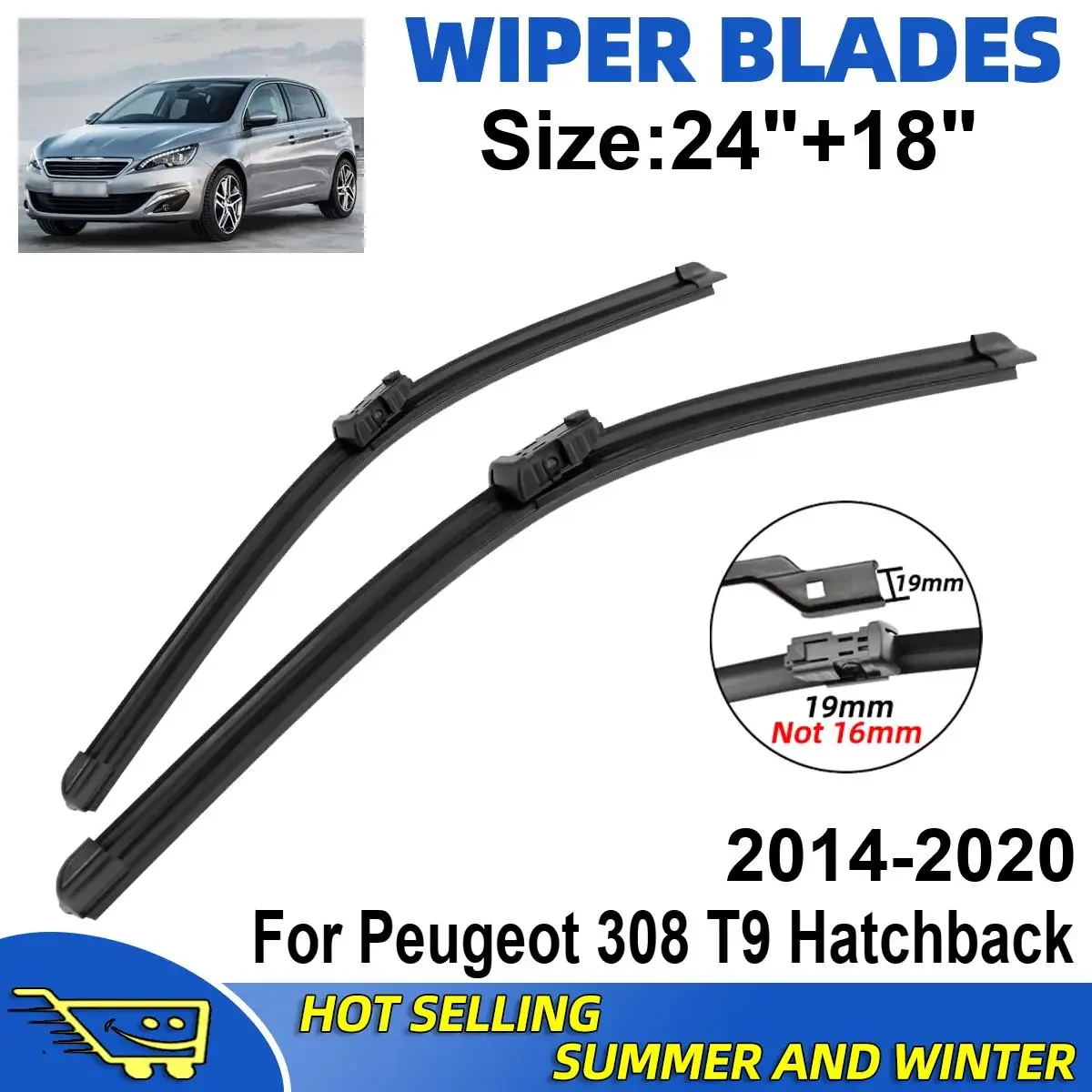 

2PCS Wiper Blades Set Kit For Peugeot 308 T9 Hatchback 2014-2020 Front Windshield Brushes Windscreen Window Accessories