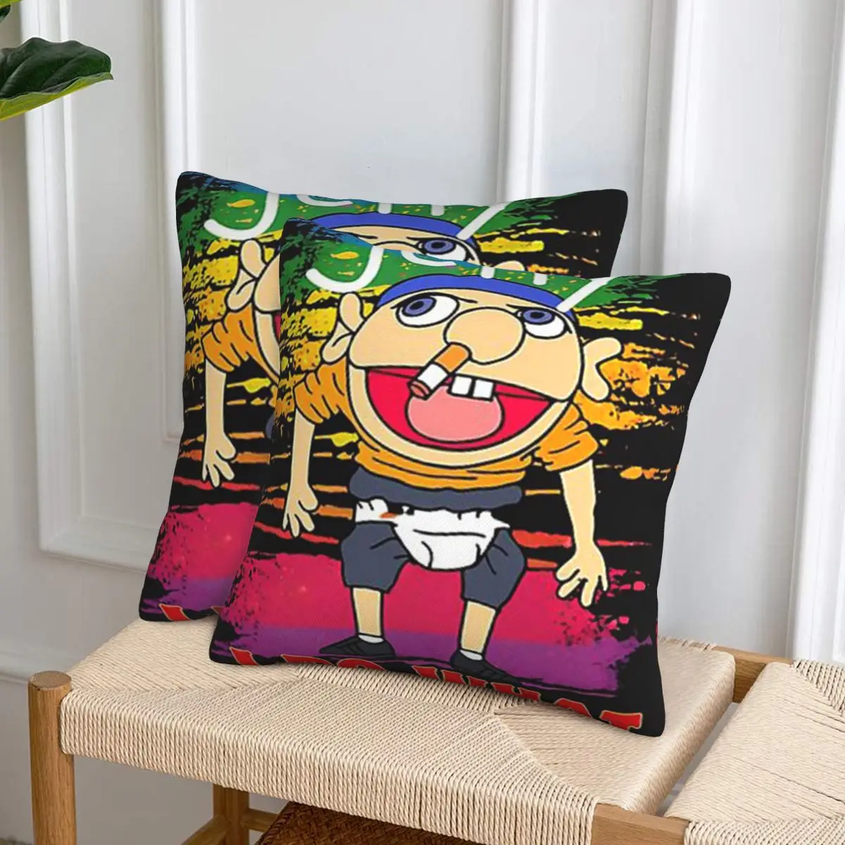 SML Jeffy 2 قطعة غطاء وسادة مربع وسادة بسحاب ديكور مريح رمي وسادة للسيارة المنزلية