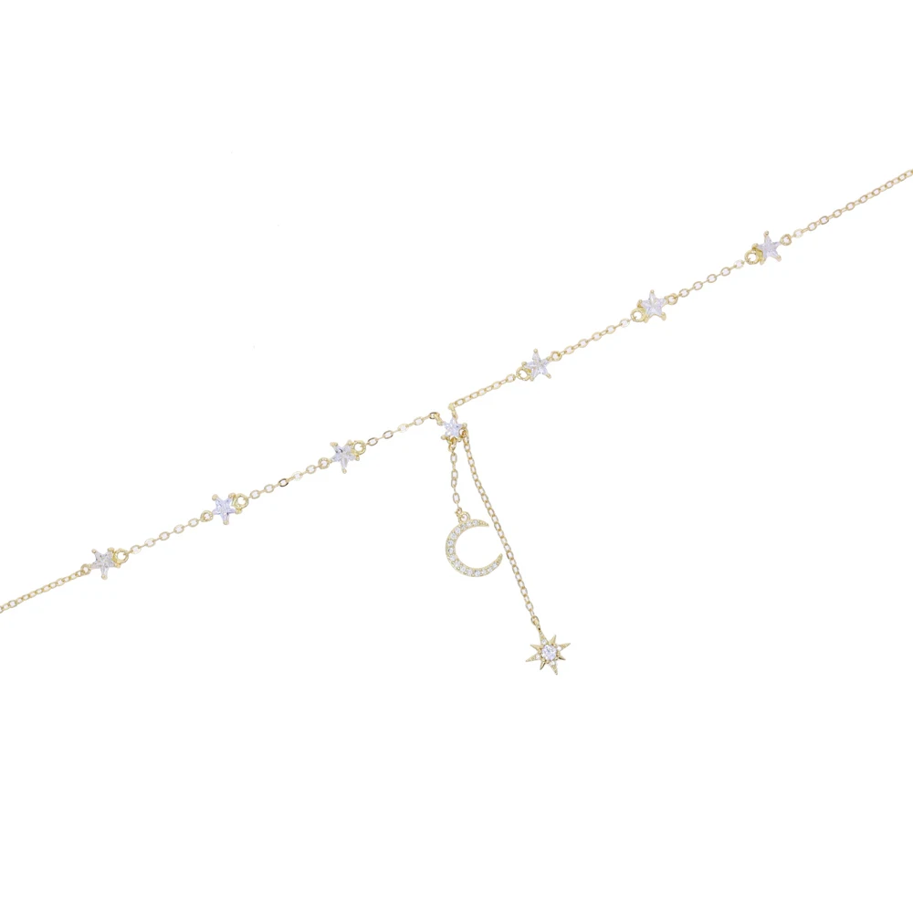 2025 New Midnight Drop Charm Necklace Gold Silver Color Micro Paved 5A Cubic Zirconia CZ Star Moon Choker Women Jewelry