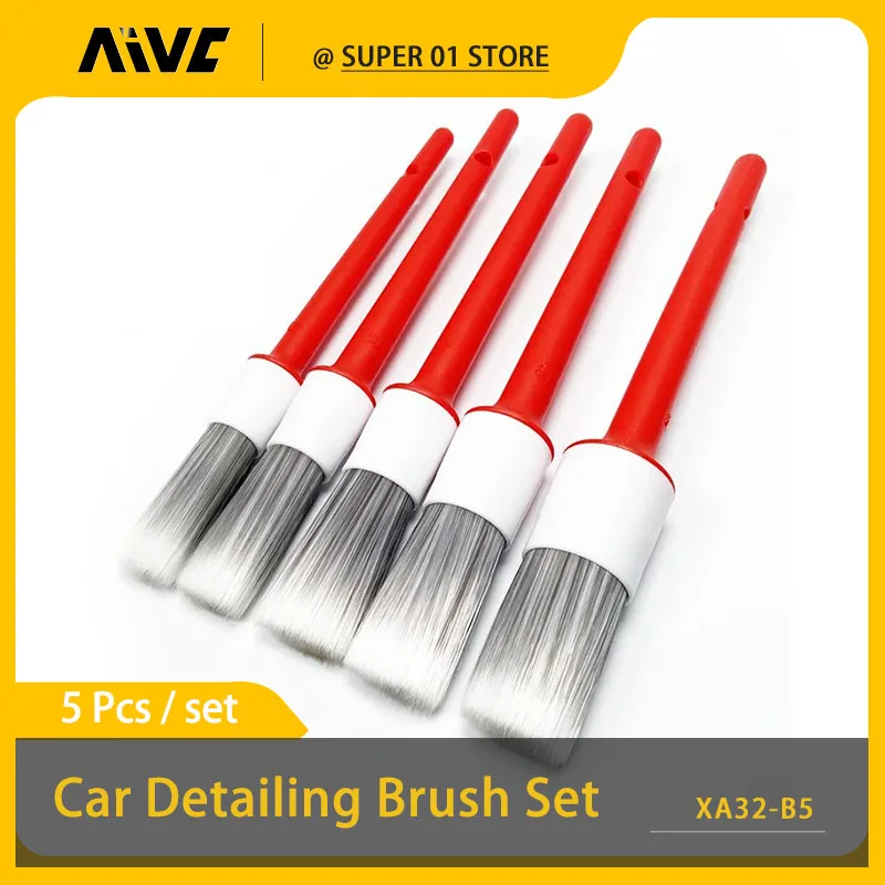 

Car Detailing Brush Set Aivc 5pcs Auto Wheel Interior Air Vent Cleaning Wash Bristle Brush Kit Car Clean Washing Tools