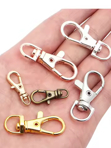 10pcs Split Key Ring Swivel Connector Carabiner for Jewelry Finding Making Gold Silver Plated Lobster Clasp Hooks DIY Keychains